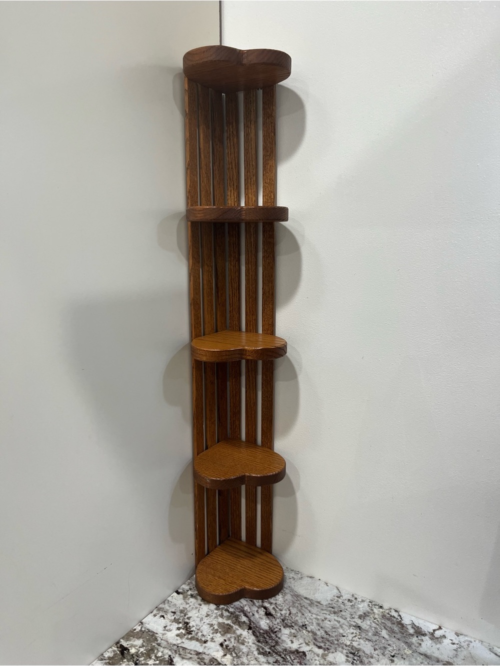 Vintage 1990s Heart Wooden Corner Shelf Cottage Farmhouse Cozy
